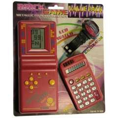 Kit de Reloj, Calculadora y Tetris con 9999 en 1 Color Rojo