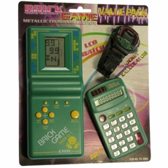 Kit de Reloj, Calculadora y Tetris con 9999 en 1 Color Verde