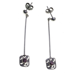 Pendientes Plata Cuadrados C/Piedra 4,50Cm L