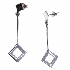 Pendientes Plata Cuadrados 4 Cm Largo