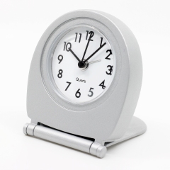 Reloj Sobremesa Metalico Cromado Con Alarma y Tapa. Ideal para Viaje width = 