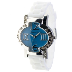 Reloj Christian Gar 7573 para Mujer Esfera Color Azul Correa Silicona Blanca