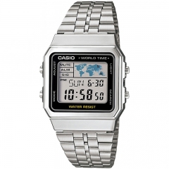 Reloj de Pulsera CASIO A500WA-1DF Digital para Hombre Color Plateado Correa Acero inoxidable