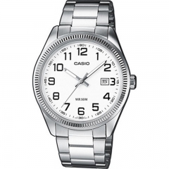 Reloj de Pulsera CASIO MTP-1302 Analógico para Hombre Color Blanco Correa Acero inoxidable width = 