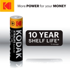 Pila Kodak Alkalina Tamaño AA o LR-6 XTRALIFE Alkaline (Precio x Pila) 10 Años de Garantia width = 
