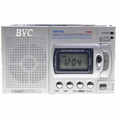 Radio BVC R938 Mini Radio Multibanda con Reloj y Despertador Dig