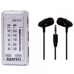 Sanyo Ks-110P Color Plata Radio Bolsillo Am/Fm Auriculares Incluidos