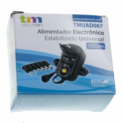 Alimentador TM ELECTRON TMUAD067 3, 4.5, 5, 6.5, 7.5, 9 y 12v. Electrónico Estabilizado 1000mAh. width = 