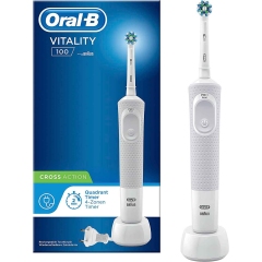 Cepillo Dental Braun Oral-B VITALITY D100.413-B Recargable Crossaction Blanco y Gris