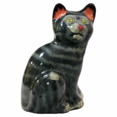 Gato Decorativo de Barro Pintado a Mano - 17,5 cm.  Mod. Pt-75